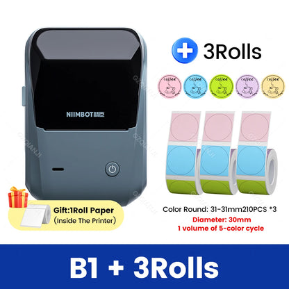 Original Niimbot B1 Etiketten drucker Farbe runde Aufkleber Handheld tragbare Bluetooth selbst klebende Etikettierung Business-Maschine klein So ist Leben