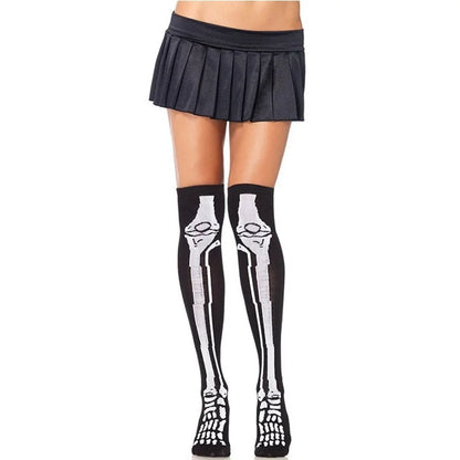 Halloween Aprilscherz Thema Party Rollenspiel Horror Totenkopf Aufdruck Lange Röhre Enge Strümpfe Kostüm Frauen Festival So ist Leben