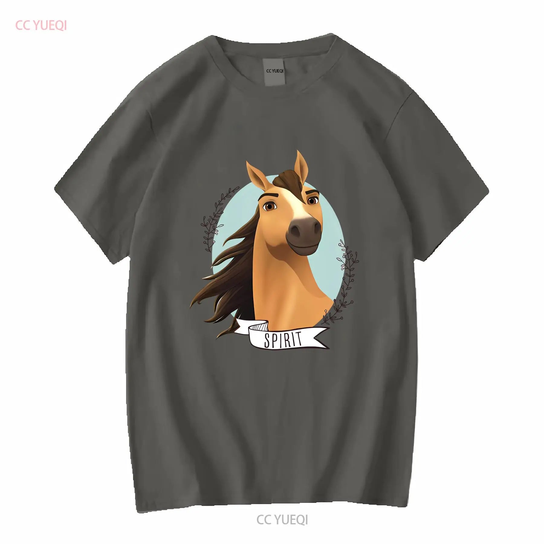 Spirit Wild Horse Kinder-T-Shirt mit langen oder kurzen Ärmeln, Vintage-Waschung, Grafik, Unisex-Mode, vielseitig, bequem So ist Leben