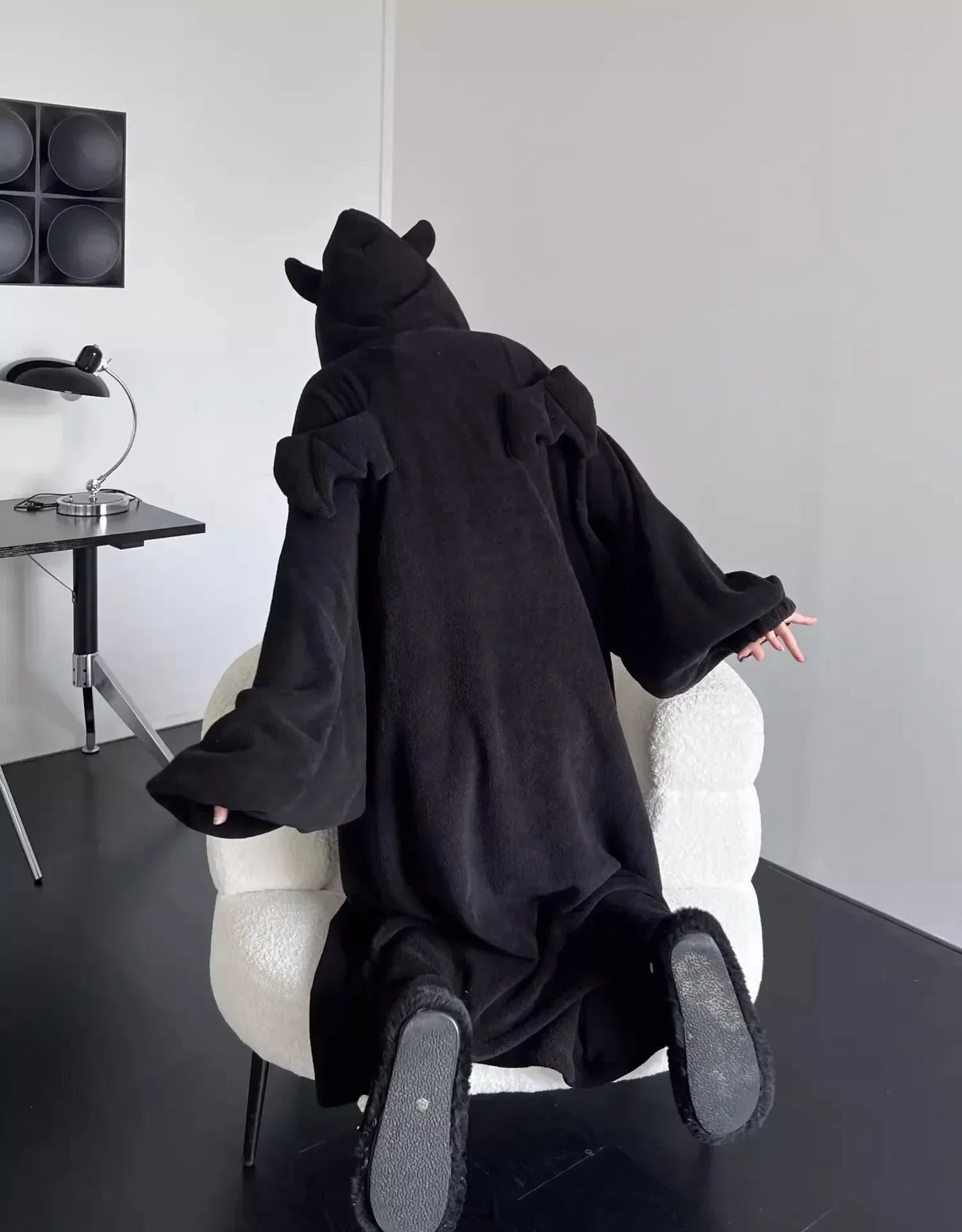 Verdickter, gepolsterter, warmer Pyjama, einfarbig, Homewear, lockeres Kapuzenkleid, Imp-Paar-Robe, Herbst und Winter, einteiliger Pyjama für Studenten So ist Leben