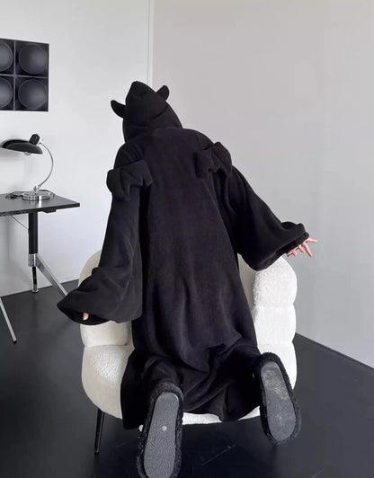 Verdickter, gepolsterter, warmer Pyjama, einfarbig, Homewear, lockeres Kapuzenkleid, Imp-Paar-Robe, Herbst und Winter, einteiliger Pyjama für Studenten So ist Leben