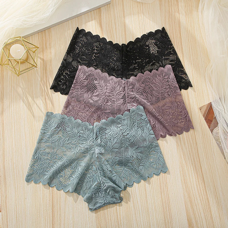 3Pcs Frauen Höschen Sexy Spitze Weibliche Unterhose Plus Größe Unterwäsche Große Größe Leichte Nahtlose Niedrigen Taille Slips Atmungsaktiv So ist Leben