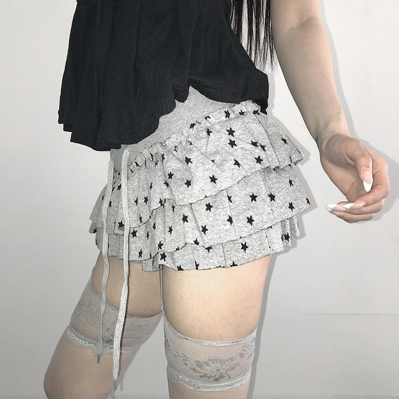 Genayooa Y2k Japanischen Rock Frauen Dot Mini A-linie Plissee Röcke Streetwear Koreanischen Stil Unregelmäßige Röcke E-mädchen Kurzen rock So ist Leben