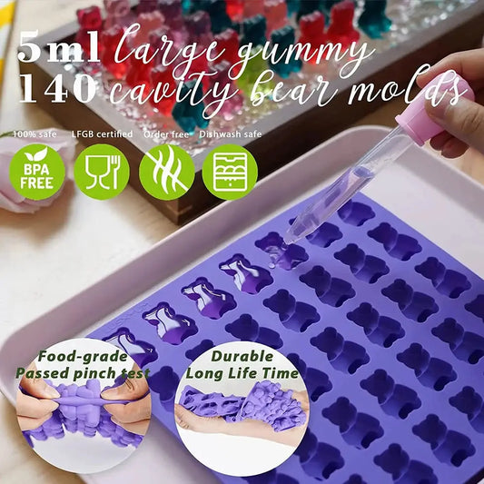 50 Gitter Gummibärchen Silikon form niedlichen Bären gelee Formen Süßigkeiten Schokolade Fondant Tabletts mit Tropfer DIY Back dekoration Werkzeuge - So ist Leben