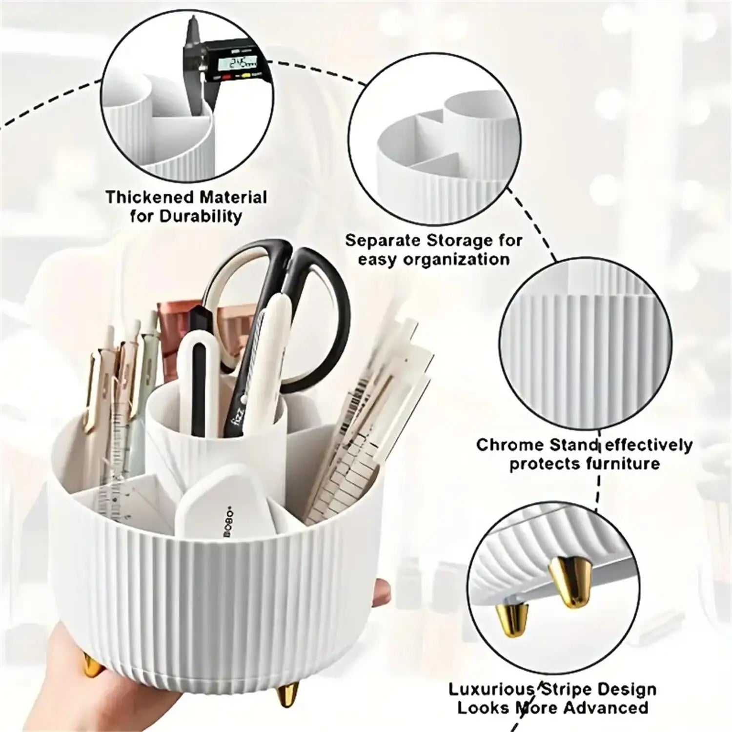 360 °   Rotierender Make-up-Organizer – 1 Stück Kunststoff-Kosmetikaufbewahrung mit 5 Fächern – multifunktionaler Halter für Pinsel So ist Leben