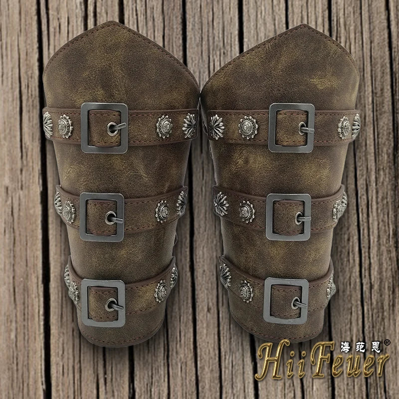 1Pc Männer Viking Krieger Ritter Gauntlet Armband Medieval Cosplay Requisiten Leder Niet Rüstung Arm Wärmer Verband Armschiene So ist Leben
