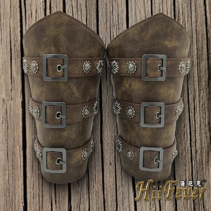 1Pc Männer Viking Krieger Ritter Gauntlet Armband Medieval Cosplay Requisiten Leder Niet Rüstung Arm Wärmer Verband Armschiene So ist Leben