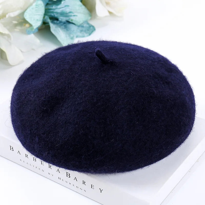 Wolle Berets Winter Frauen Französisch Stil Warme Beanie Hut Kürbis Hut Vintage Baskenmütze Einfarbig Elegante Dame Alle Abgestimmt Herbst Kappen So ist Leben