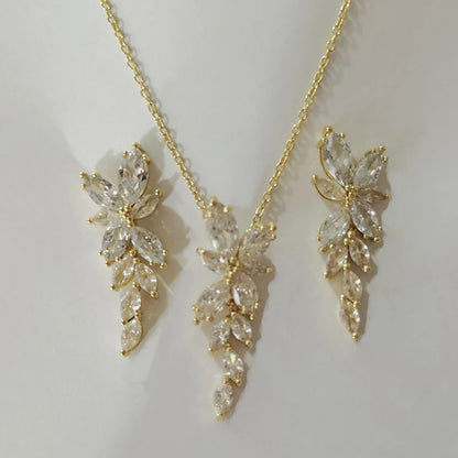 Zwei Größe Neue Design Luxus AAA Zirkon Olivenzweig Ohrringe und Anhänger Schmuck Sets Für Mode Frauen Hochzeit Schmuck Set AS128 So ist Leben