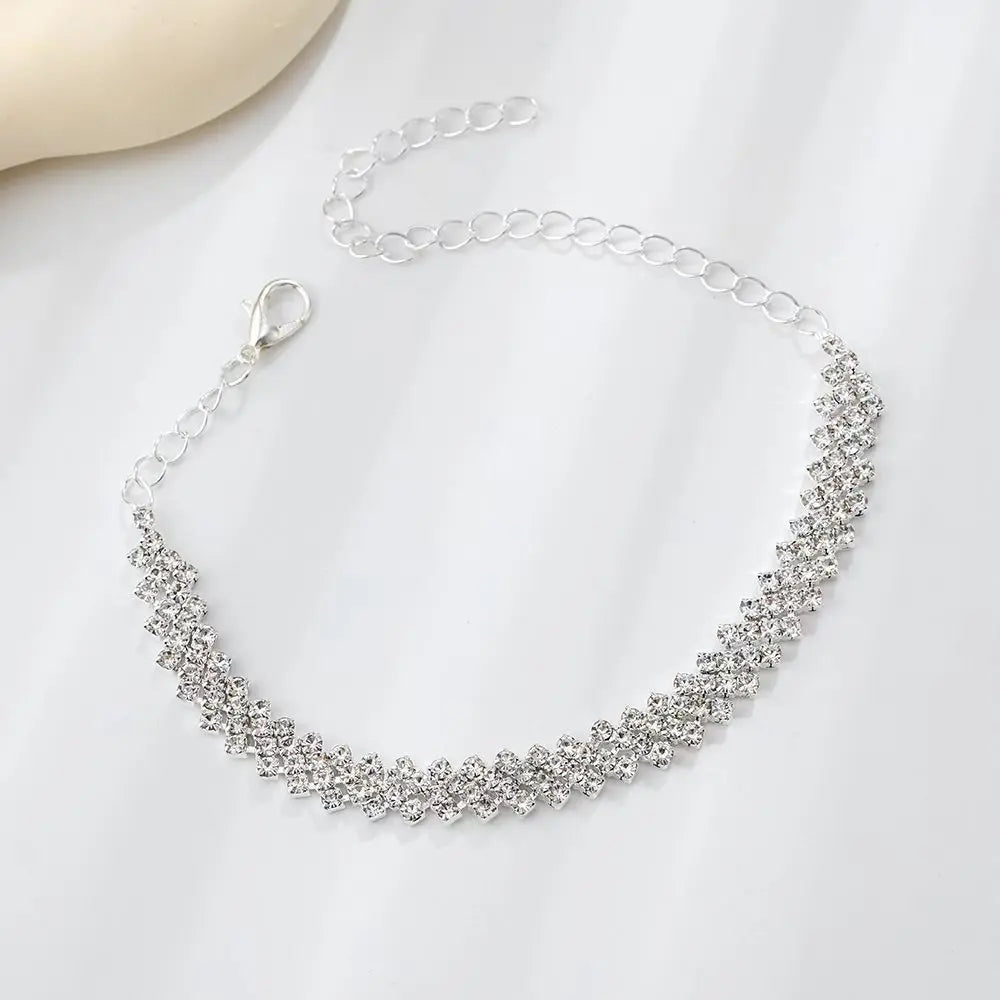 Mode Glänzende Raute Kette Fußkettchen für Frauen Mode Silber Farbe Sommer Strand Knöchel Armband Barfuß Sandalen Fuß Schmuck So ist Leben