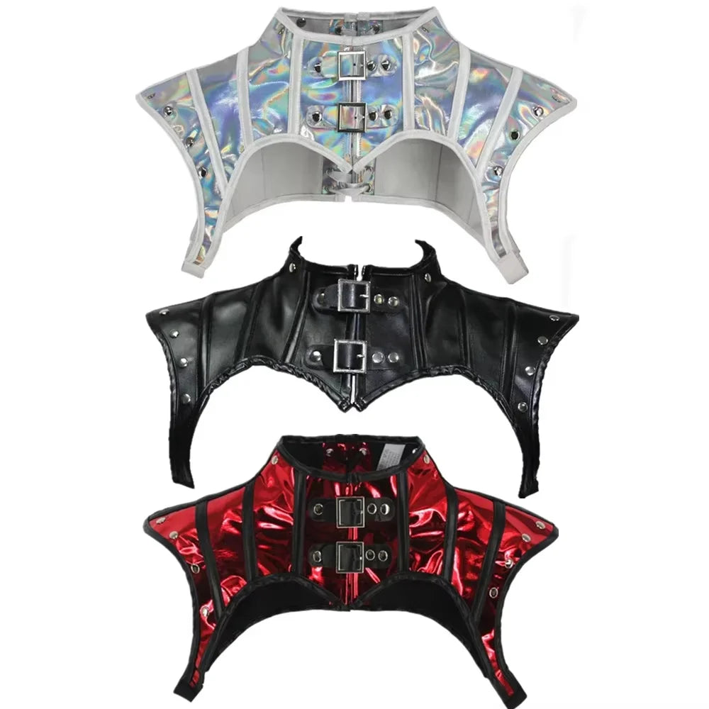 Gothic Punk Cosplay Schal High Neck Kordelzug Zurück Retro Schal Mittelalterlichen PU Leder Halloween Korsett Crop Top Kostüme So ist Leben