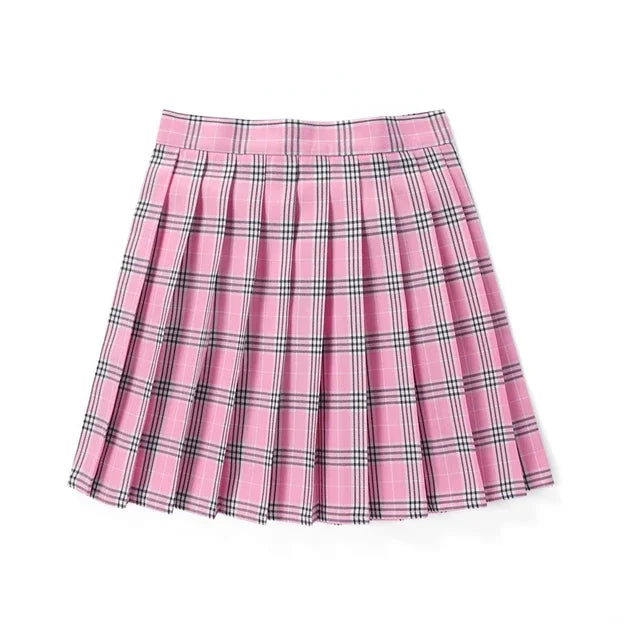 Sommer Frauen Hohe Taille Gefaltete Plaid Röcke Mini Tennis Rock Harajuku JK Japanische Schuluniform Kurze A-Line Mini Rock Mädchen So ist Leben