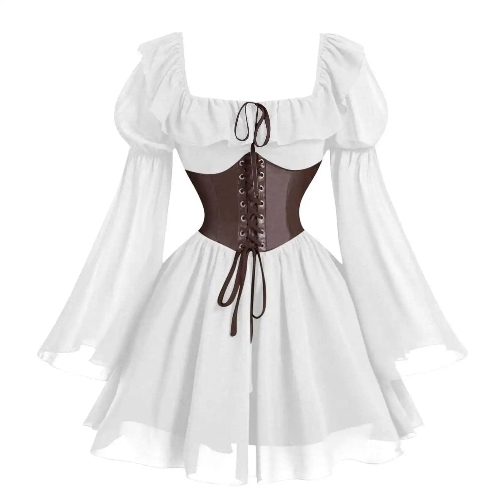 Renaissance-Periode mittelalterliches neues langärmeliges Damenkleid mit Blasenärmeln, Halloween-Mode, Retro, neuer Party-Taillenrock So ist Leben