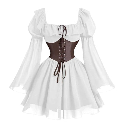 Renaissance-Periode mittelalterliches neues langärmeliges Damenkleid mit Blasenärmeln, Halloween-Mode, Retro, neuer Party-Taillenrock So ist Leben