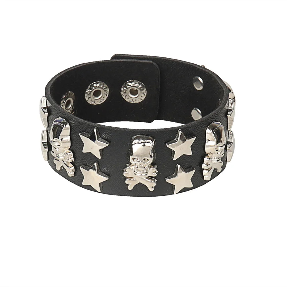Punk Niet Stern PU Leder Armband Für Frauen Männer Hip Hop Gothic Dark Girl Rock Schmuck Anhänger Liebe Kette Hip Hop Zubehör So ist Leben