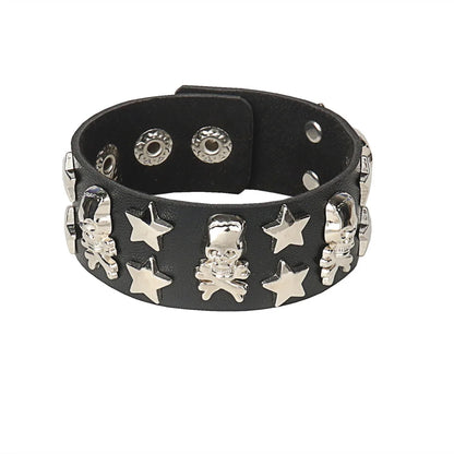 Punk Niet Stern PU Leder Armband Für Frauen Männer Hip Hop Gothic Dark Girl Rock Schmuck Anhänger Liebe Kette Hip Hop Zubehör So ist Leben