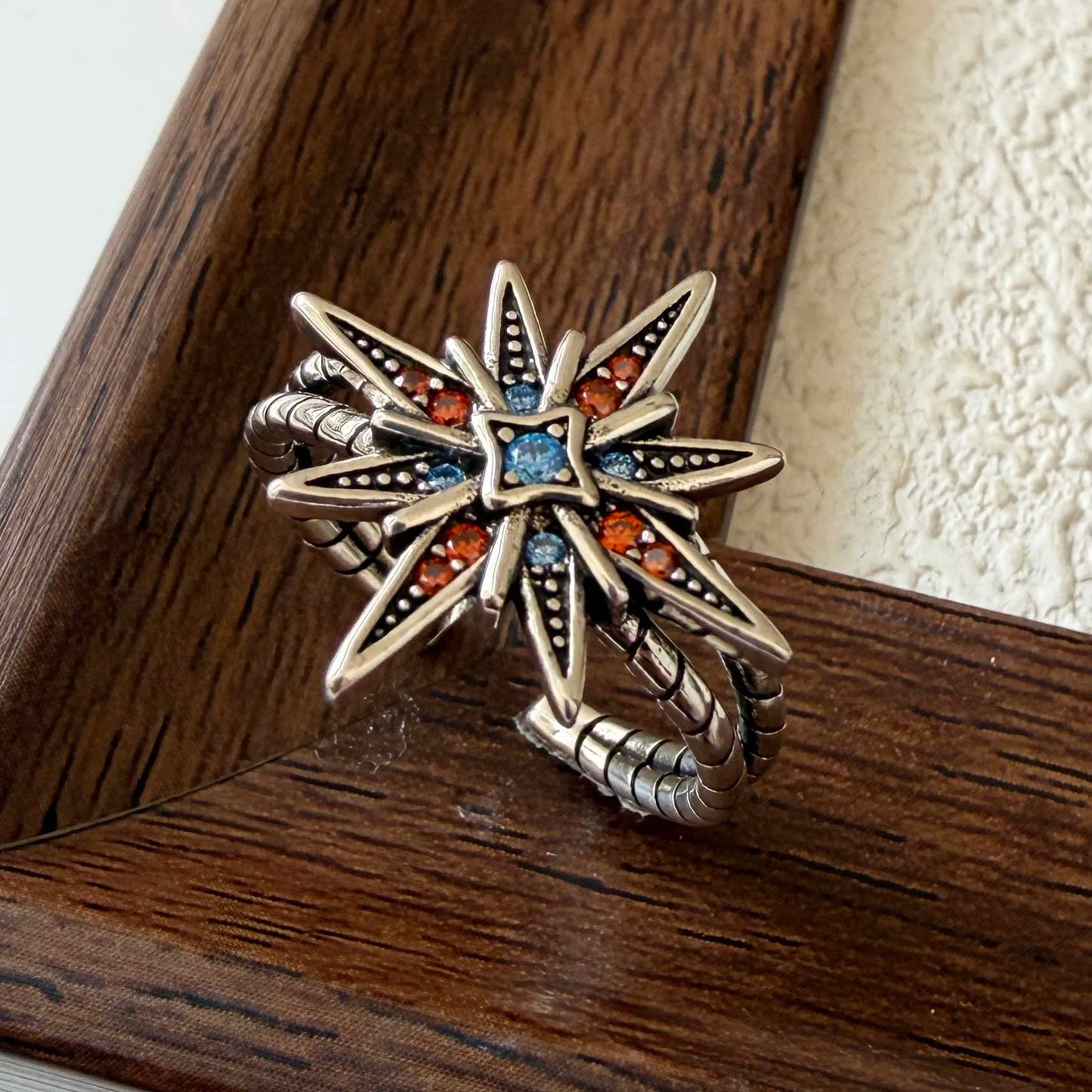 Ringe aus 925er-Sterlingsilber für Damen, Paare, minimalistisch, handgefertigt, Retro-Zirkon-Sternring, edler Schmuck, Geschenk, verhindert Allergien So ist Leben