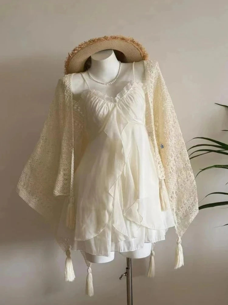 Y2K Retro Kleid mit Spitze und A‑Linien‑Design