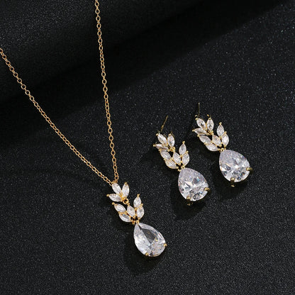 Zwei Größe Neue Design Luxus AAA Zirkon Olivenzweig Ohrringe und Anhänger Schmuck Sets Für Mode Frauen Hochzeit Schmuck Set AS128 So ist Leben