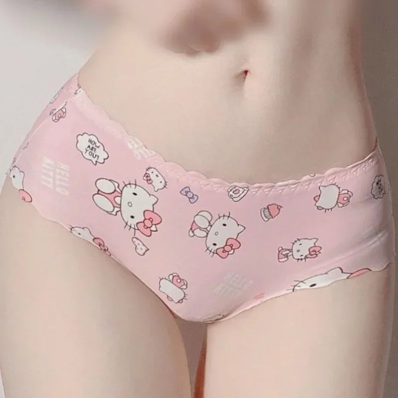 Sanrio Kawaii Hello Kitty Höschen Kitty Anime Milchseide Bequeme Sommer atmungsaktive Slips So ist Leben