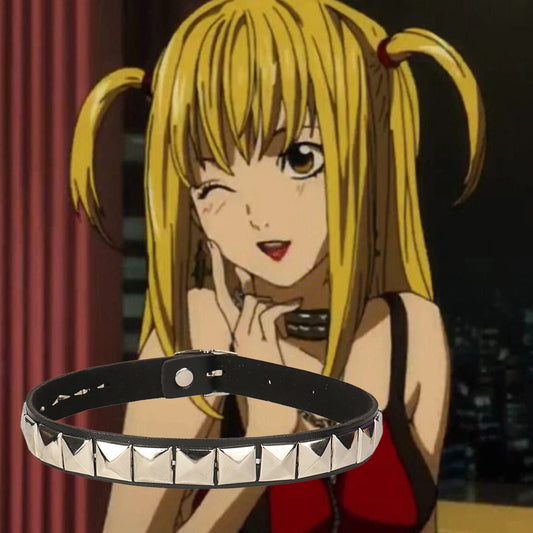 Anime Death Note Halskette Misa Amane Leder Choker Halsketten Für Männer Frauen Hip Hop Punk Niet Kragen Cosplay Schmuck Geschenke So ist Leben