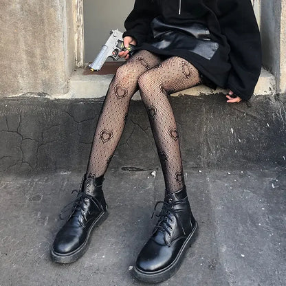Klassische Lolita Höhlte Heraus Spitze Mesh Strümpfe Mit Flachem Boden Strumpfhosen Frauen Sexy Japanische Mädchen Gothic Punk Retro Spinne Web Strumpfhosen So ist Leben