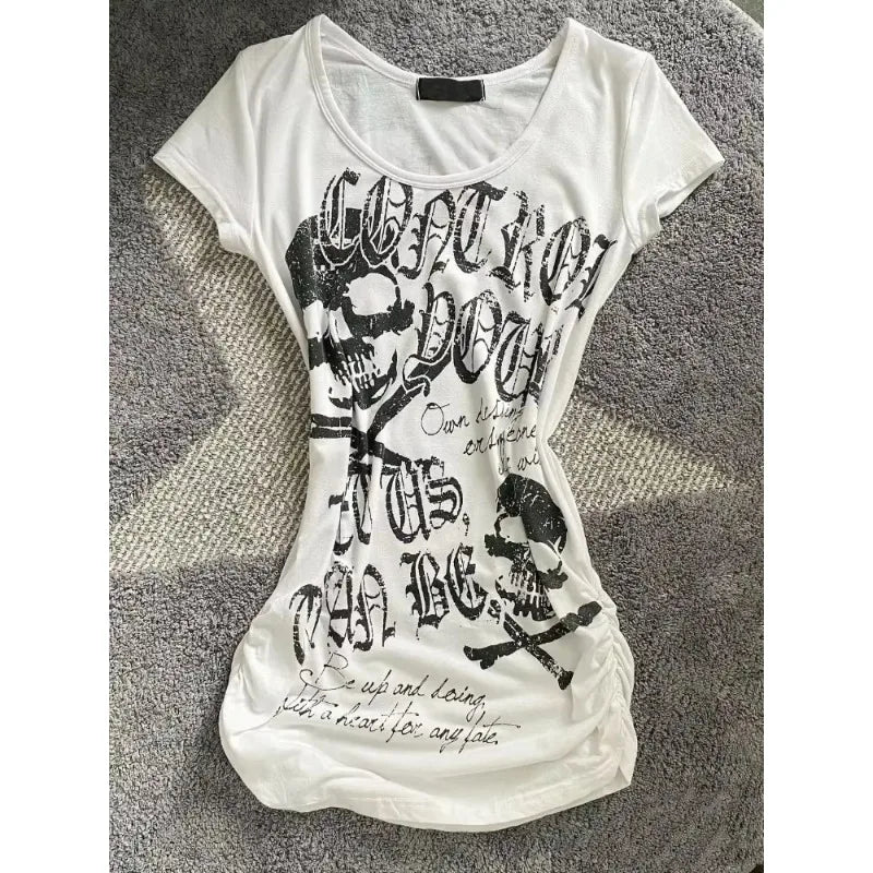 Harajuku Brief Drucken T-shirt Subkultur frauen Top Y2k T-shirt Sommer Vintage 90er Jahre Hot Girl Crop T-shirt Koreanische Grunge Nette Grafik So ist Leben