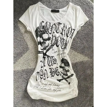 Harajuku Brief Drucken T-shirt Subkultur frauen Top Y2k T-shirt Sommer Vintage 90er Jahre Hot Girl Crop T-shirt Koreanische Grunge Nette Grafik So ist Leben