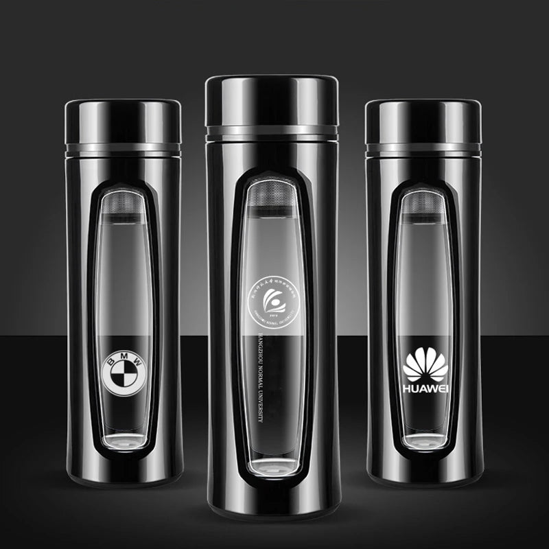 Doppelte Glas-Wasserflasche mit Deckel, tragbare Isolierung, Isolierung und Verbrühungsschutz, Teetasse, Mädchen, Kaffee, Milch, Saftbecher So ist Leben