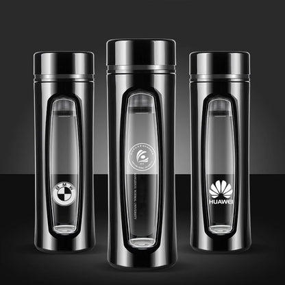 Doppelte Glas-Wasserflasche mit Deckel, tragbare Isolierung, Isolierung und Verbrühungsschutz, Teetasse, Mädchen, Kaffee, Milch, Saftbecher So ist Leben