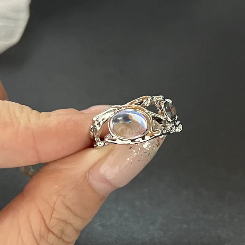 Y2K Kristall Ringe Kpop Herz Einstellbare Ring Unregelmäßige Geometrie Punk Vintage Ringe Set für Frauen Mädchen Neue Mode Schmuck So ist Leben
