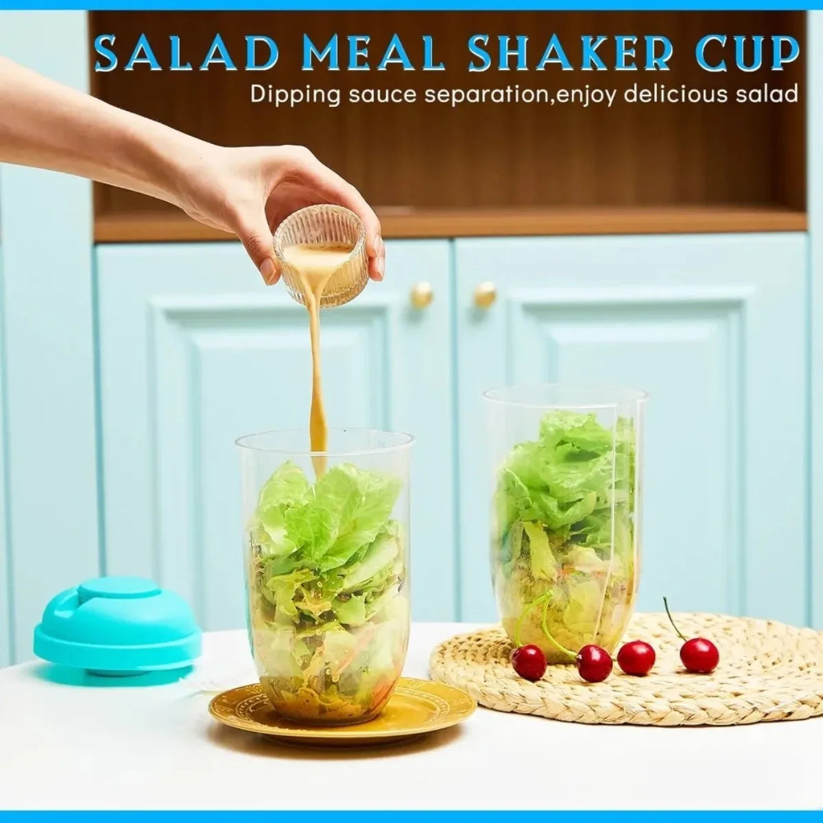Auslaufsicherer Salatbecher mit Deckel, Gabel, tragbarer Salat-Shaker-Behälter, BPA-frei, zum Aufbewahren von Mahlzeiten, Frühstücks, Gemüse und Früchten So ist Leben