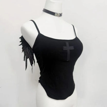 Harajuku Süße Rüschen-Tops für Damen Retro Japanischer Lolita Ärmelloser Oberteil Y2K Fairy Grunge Style Mädchen-Outfit So ist Leben