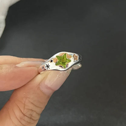 Y2K Kristall Ringe Kpop Herz Einstellbare Ring Unregelmäßige Geometrie Punk Vintage Ringe Set für Frauen Mädchen Neue Mode Schmuck So ist Leben