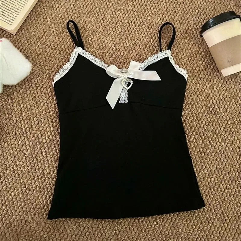 Vintage japanische Lolita ärmellose Rüschenwesten für Damen, süßes Harajuku-Tanktop im Y2K Fairy Grunge Stil, lässiges Outfit für Teenager-Mädchen So ist Leben