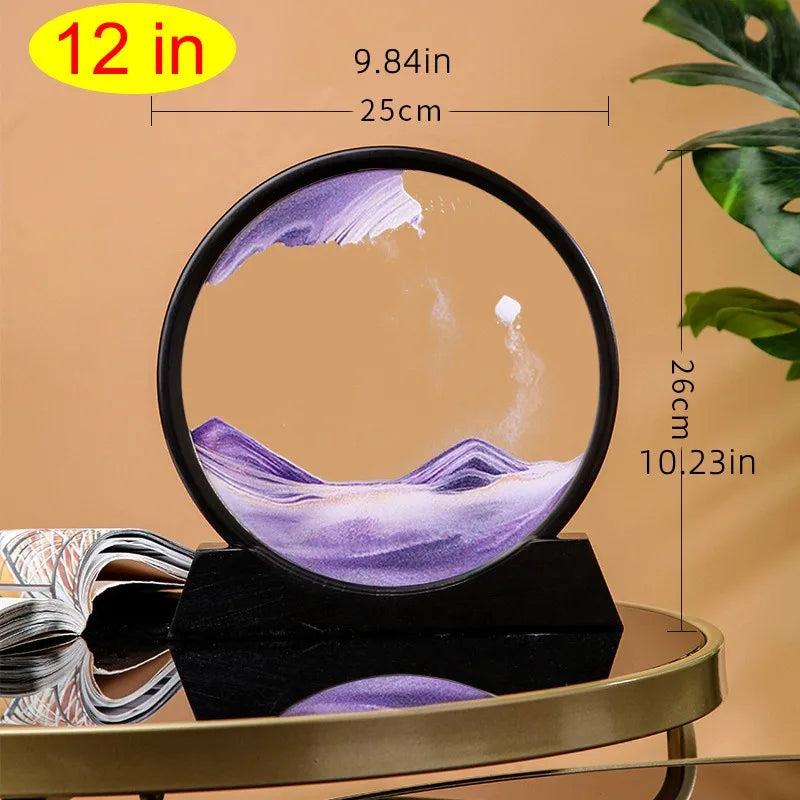 1 Stück 3D Runde Glas-Sanduhr mit Beweglichem Sand, Sandlandschaften als Heimdekoration, Einzigartiges Schreibtisch-Dekor - Bewegliche Sanduhr So ist Leben