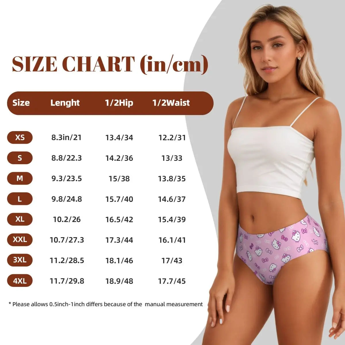 Hello‑Kitty Slip mit mittelhoher Form im Sanrio Stil