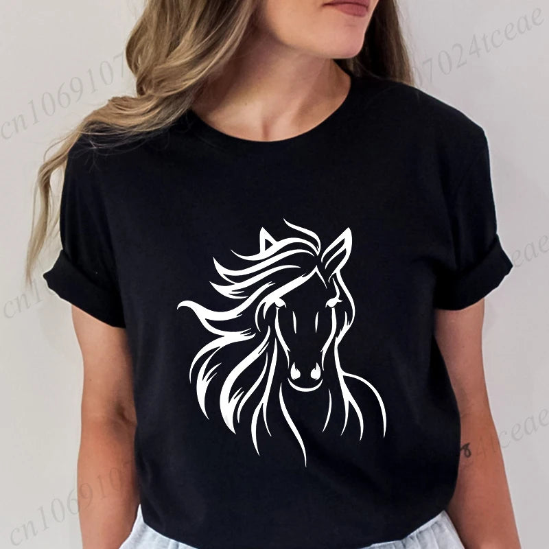 New Fashion Men Women T Shirt Horse Heartbeat Design Adults Children's Clothing Fashion Harajuku Horse Lover Tee T-Shirt Gifts So ist Leben