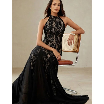 Luxuriöse schwarze Spitzen-Abschlussballkleider, modisches, formelles Abendkleid im Meerjungfrau-Stil, hochwertige, maßgeschneiderte bodenlange Ballkleider So ist Leben