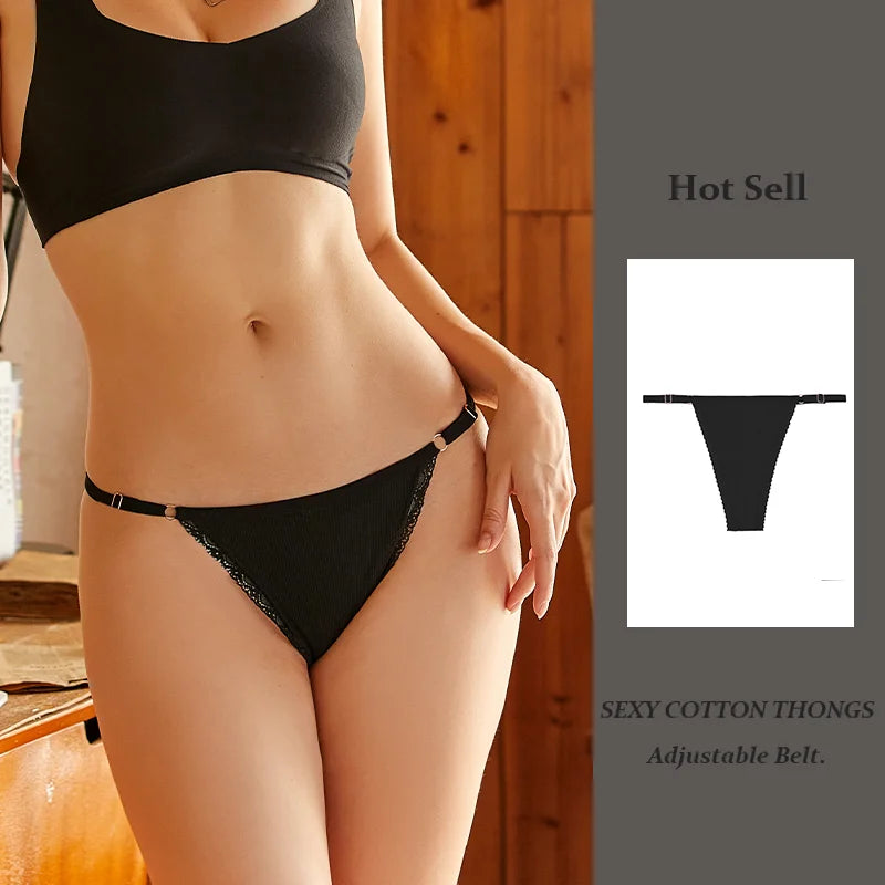 Sexy Frauen Baumwolle Tangas verstellbaren Gürtel nahtlosen Höschen atmungsaktive niedrige Taille Dessous weibliche weiche einfarbige Intimates So ist Leben
