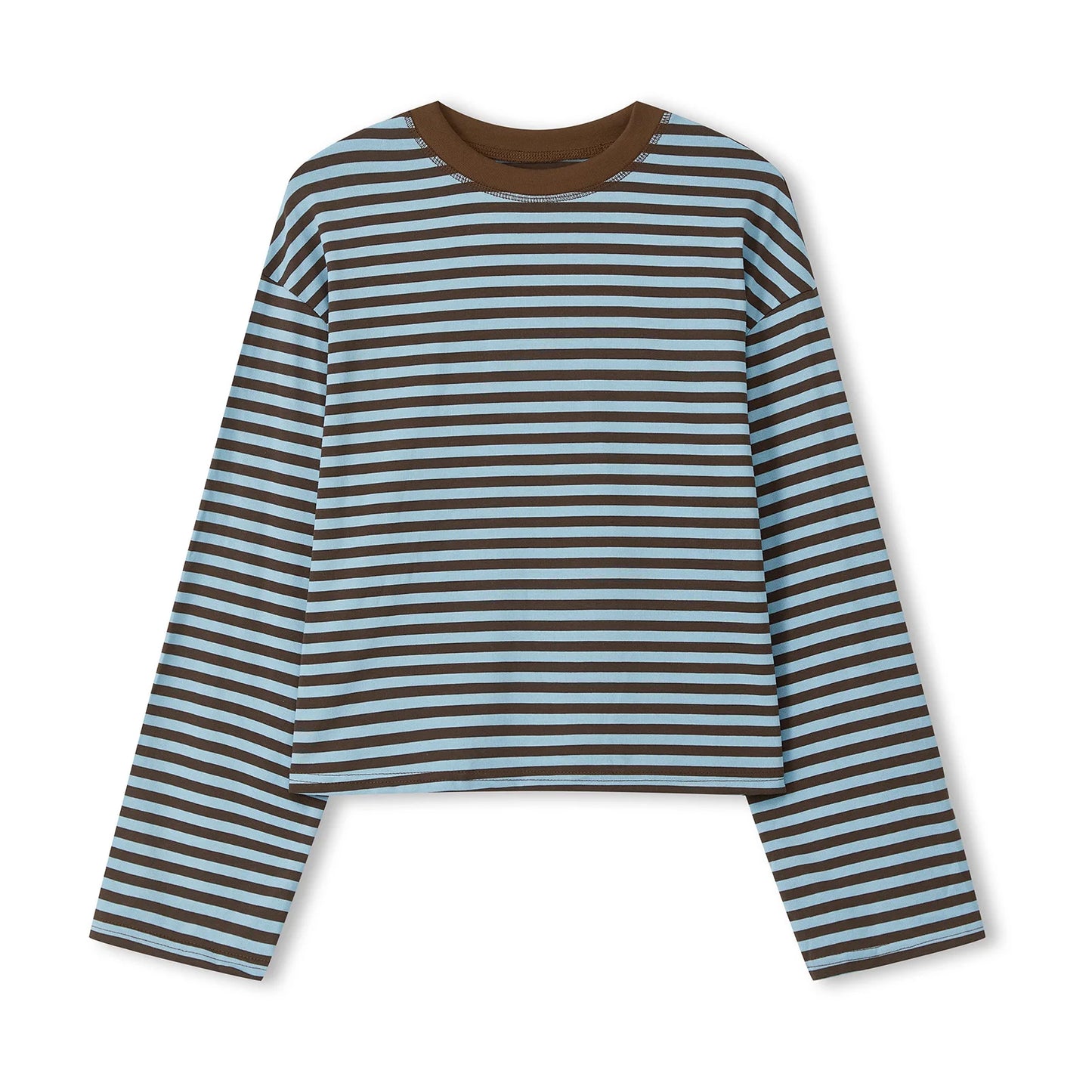Frauen Langarm Shirts Rundhals Lose Sweatshirts Damen Herbst Casual Gestreiften Top Streetwear So ist Leben