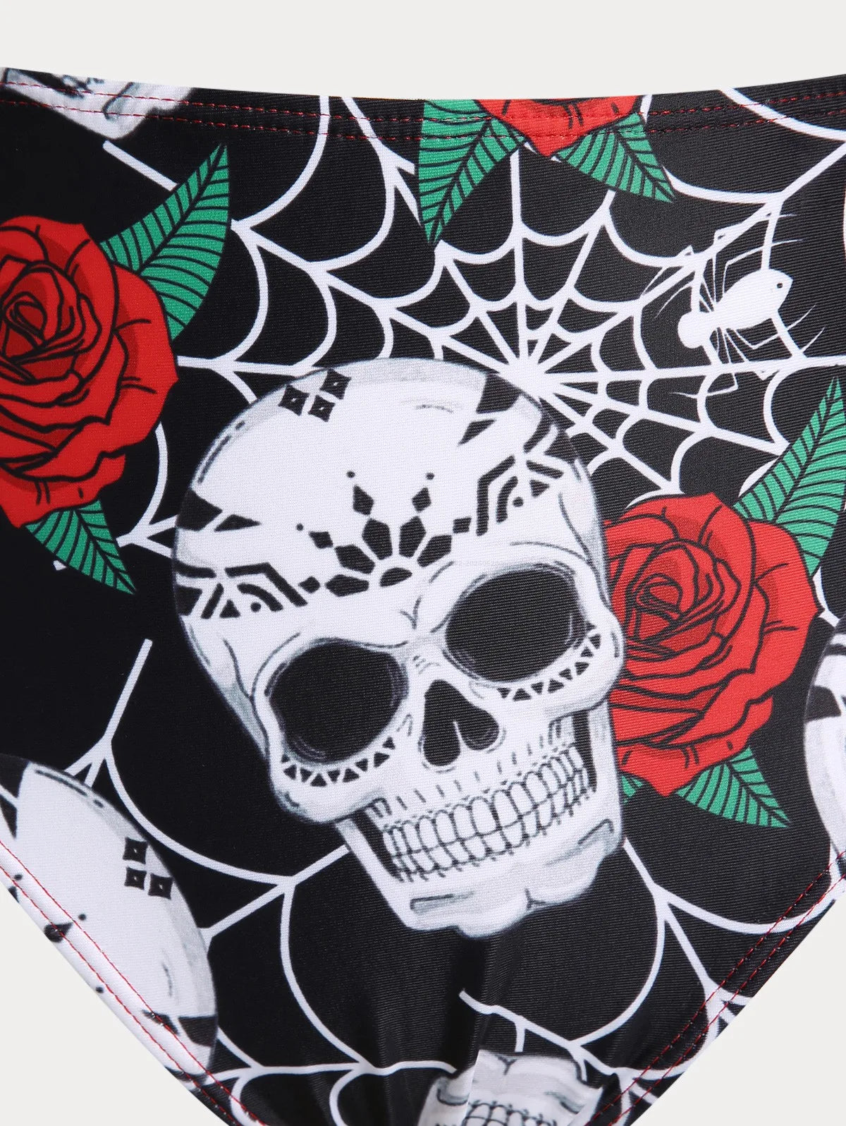 ROSEGAL Plus Size Damen Plus Size & Curve Skull Rose Print Crossover Dreiteilige Bikini-Badeanzüge So ist Leben