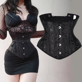 23 cm kurzer Torso, 24 Spirale, Stahlstäbchen, Korsett, Blumenmuster, schlankmachende Taille, Shapewear, Jacquard-Unterbrustkorsett, Gothic-Bustier 8130 So ist Leben