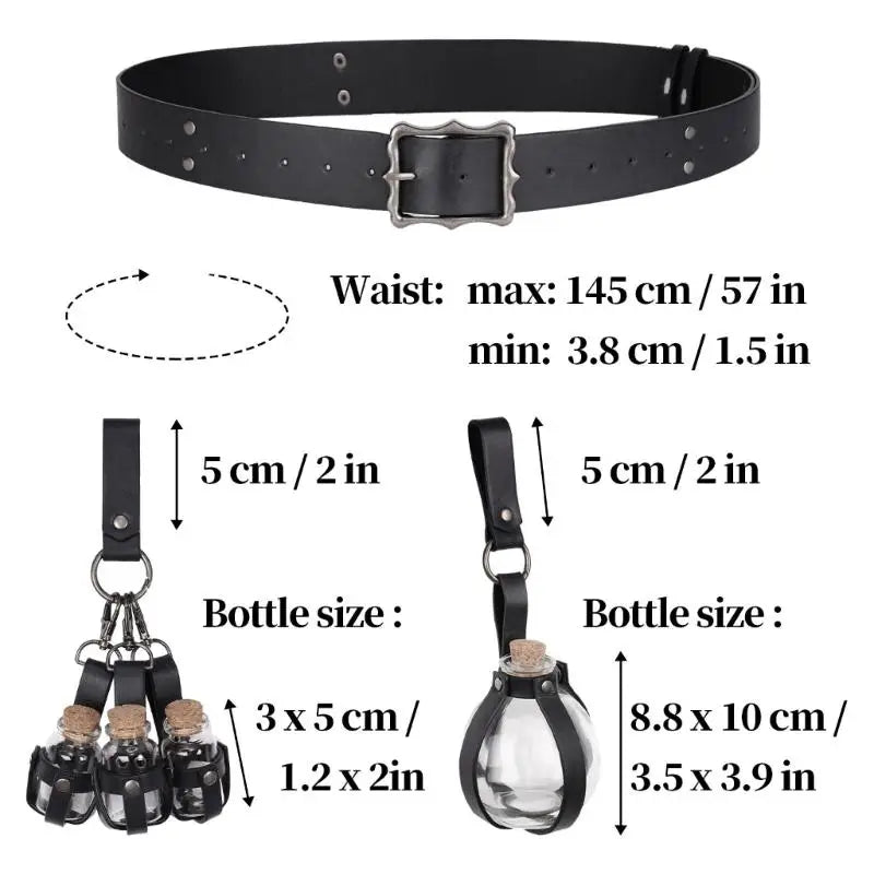 652F Mittelalterliches Knightes-Kostüm, Halloween-Pirat, Cosplay-Kostüm, Renaissance-Kostüm, Zubehör, Ledergürtel, Korkflasche So ist Leben