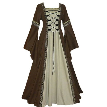 Halloween Frauen Europäischen Mittelalterlichen Gericht Phantasie Vampir Cosplay Kostüm Karneval Vintage Trägerlosen Langarm Elegantes Kleid So ist Leben