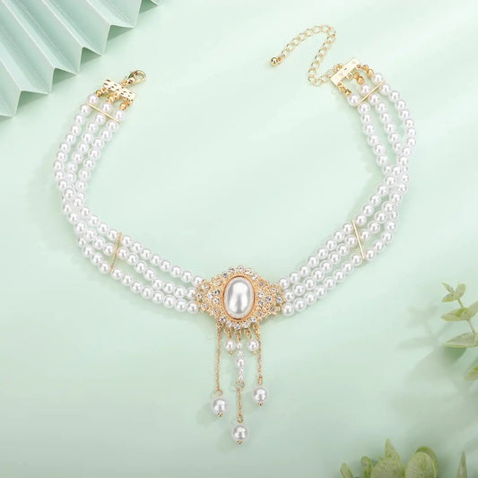 Retro Französisch Gericht Multi-Schicht Gefälschte Perle Halskette Frauen Junge Stil Modische Übertrieben Schlüsselbein Kette Schmuck So ist Leben