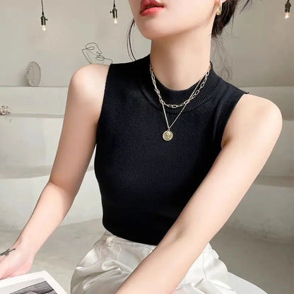 Frauen gestrickt Tank Top Sommer Herbst schlanken Pullover kurze ärmellose solide Frühling Herbst Pullover Pullover 2024 ärmellose Weste So ist Leben