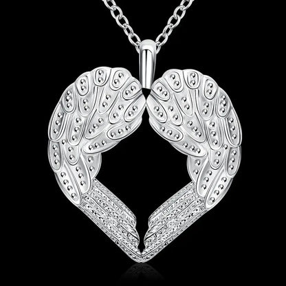 925 sterling Silber Engel flügel herz Anhänger Halskette Für Frauen luxus mode party hochzeit zubehör Schmuck Weihnachten geschenk So ist Leben