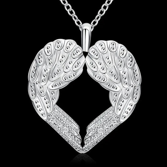 925 sterling Silber Engel flügel herz Anhänger Halskette Für Frauen luxus mode party hochzeit zubehör Schmuck Weihnachten geschenk So ist Leben