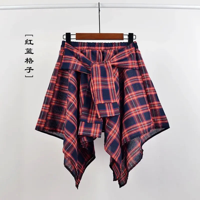 Plaid Rock Frauen Plissee Schnür Krawatte Minirock y2k Streetwear Harajuku Vintage unregelmäßige Sport Straße Frauen Furz Vorhang So ist Leben